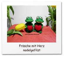 Nadelgefilzte Herzfiguren, Mäuse mit Herz, Frosch mit Herz, needle felting, needle felted, Herzfiguren, 
